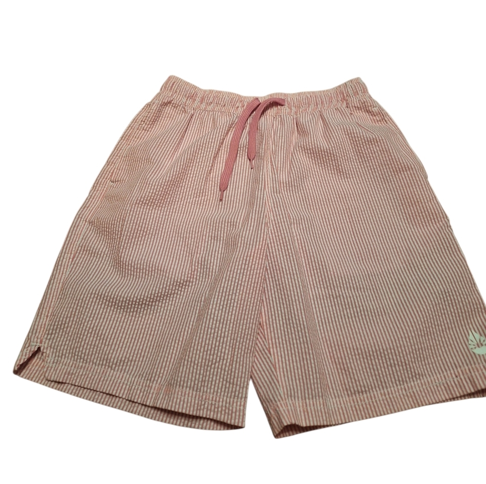 O'Rageous 2 IN 1 Shorts Seersucker Pink Stripe Men's Small Preppy Beach Resort